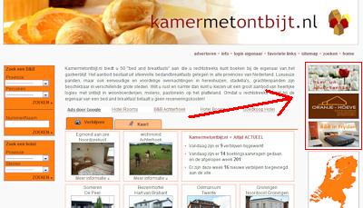 Banner voorbeeld Voorpagina www.kamermetontbijt.nl