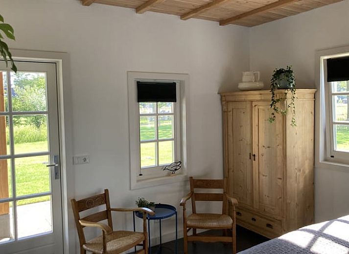 Ferienhaus in Westendorp, Achterhoek, mit grasenden Kuehen auf den gruenen Weiden von Gelderland.