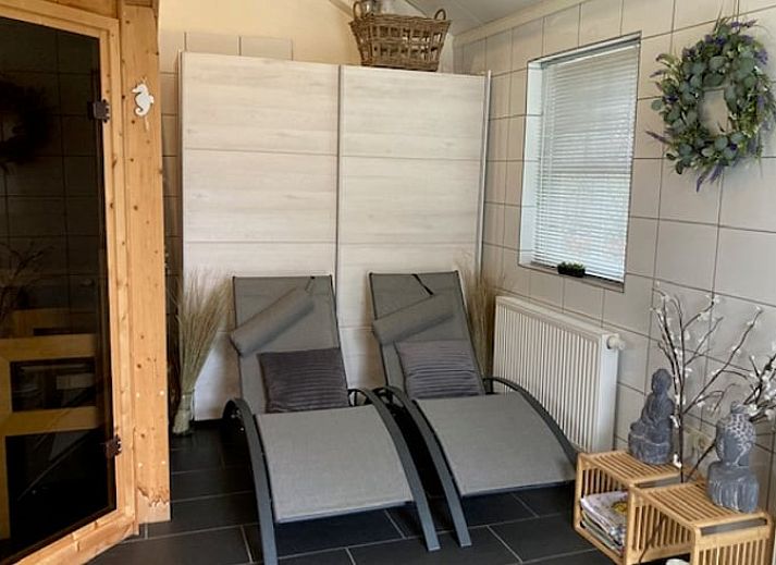 Blick auf Obstbaeume aus dem Fenster des Ferienhauses in Beemte Broekland, mitten in der Natur der Veluwe.