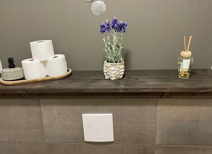 Moderne douche in Vakantiehuisje in Noordwijk, Zuidwest Groningen.