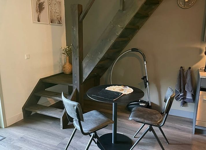Stijlvolle wastafel in badkamer van Vakantiehuisje in Noordwijk, Groningen.