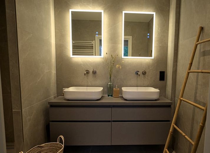 Sunny facade of Holiday Home in Oldenzaal, Twente, with solar panels and green hedge for lasting charm.