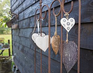 Decoratieve harten aan de muur van Vakantiehuis in Diever, Zuidwest Drenthe, voor een charmante en huiselijke sfeer.