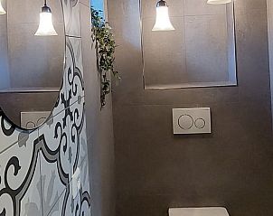 Moderne badkamer in Vakantiehuis in Stroe, Veluwe, met stijlvolle tegels.