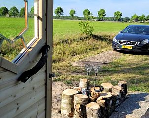 Prachtig uitzicht vanuit Vakantiehuis in Overdinkel, Twente, op groene velden en natuur.