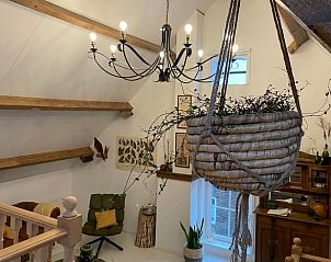 Hangplant en kroonluchter in Huisje in Arnemuiden, bed and breakfast in Zeeland.